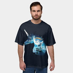 Футболка оверсайз мужская Главный герой фантазий - единорог, цвет: 3D-принт — фото 2