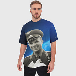 Футболка оверсайз мужская Юрий Гагарин с голубем 3D, цвет: 3D-принт — фото 2