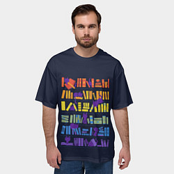 Футболка оверсайз мужская Коты и книги, цвет: 3D-принт — фото 2