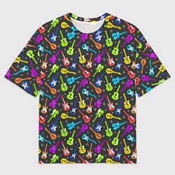 Футболка оверсайз мужская Разноцветные Гитары, цвет: 3D-принт