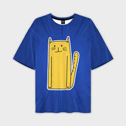 Мужская футболка оверсайз Длинный желтый кот