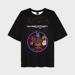 Мужская футболка оверсайз Five Nights at Freddys - персонажи из игры