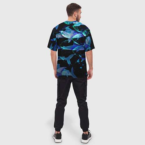 Мужская футболка оверсайз На дне морском Акулы / 3D-принт – фото 4