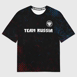 Футболка оверсайз мужская RUSSIA - ГЕРБ Team Russia Потертости, цвет: 3D-принт