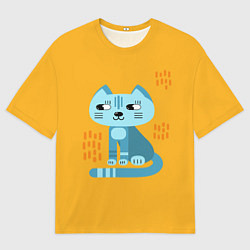 Мужская футболка оверсайз Очаровательный котик в плоском стиле в ярких цвета