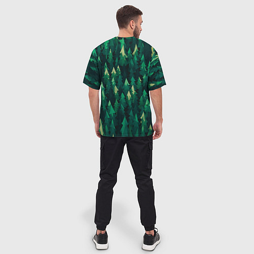 Мужская футболка оверсайз Еловый лес spruce forest / 3D-принт – фото 4