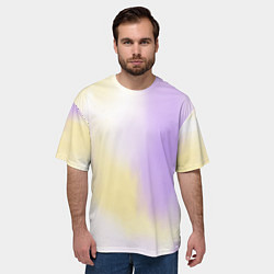 Футболка оверсайз мужская Акварельный принт с желтым и фиолетовым цветами, цвет: 3D-принт — фото 2