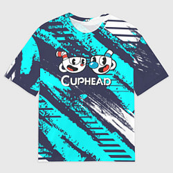 Мужская футболка оверсайз Cuphead две чашечки
