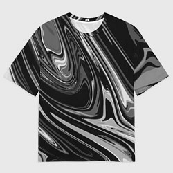 Футболка оверсайз мужская Черно-белый мрамор, цвет: 3D-принт