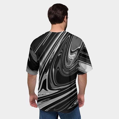 Мужская футболка оверсайз Черно-белый мрамор / 3D-принт – фото 4