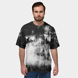Футболка оверсайз мужская Мрачный лес - туман, цвет: 3D-принт — фото 2