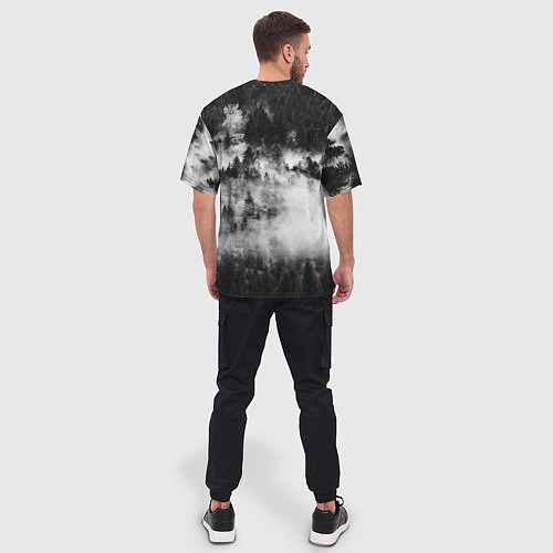 Мужская футболка оверсайз Мрачный лес - туман / 3D-принт – фото 4