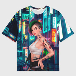 Футболка оверсайз мужская Judy Cyberpunk2077 Киберпанк, цвет: 3D-принт