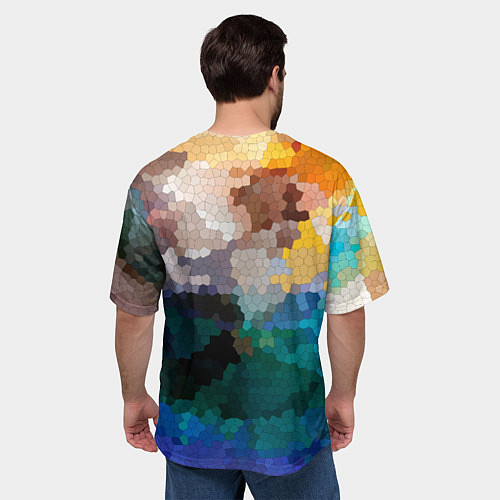 Мужская футболка оверсайз Осенний мозаичный узор / 3D-принт – фото 4