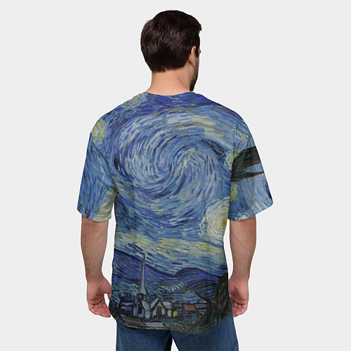 Мужская футболка оверсайз Звездная ночь Ван Гога / 3D-принт – фото 4