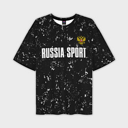 Футболка оверсайз мужская РОССИЯ - ГЕРБ Russia Sport, цвет: 3D-принт