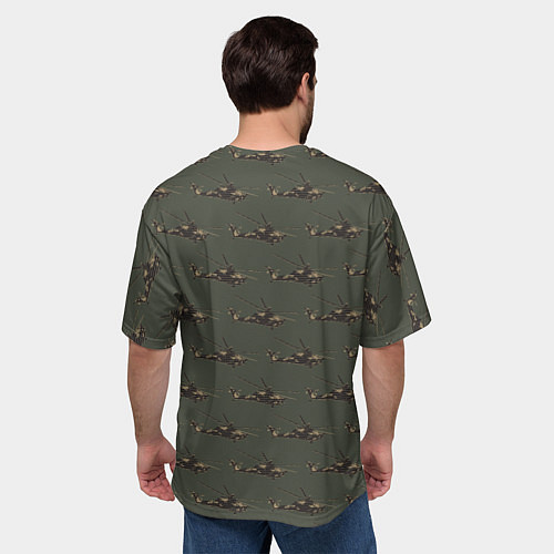 Мужская футболка оверсайз Вертолеты паттерн / 3D-принт – фото 4