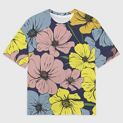 Мужская футболка оверсайз Цветы Винтажный Цветок