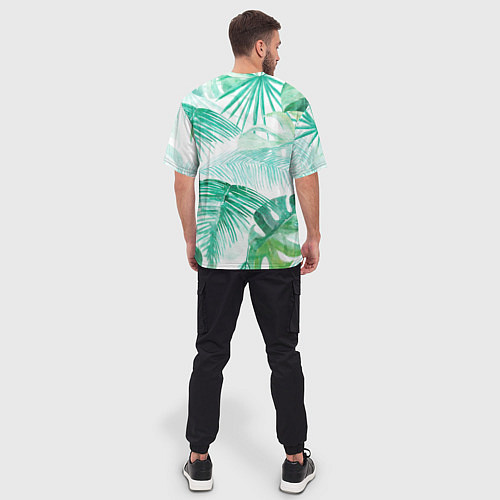 Мужская футболка оверсайз Цветы Тропическая Акварель / 3D-принт – фото 4