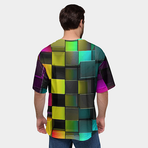 Мужская футболка оверсайз Colored Geometric 3D pattern / 3D-принт – фото 4