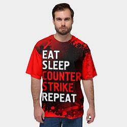 Футболка оверсайз мужская Eat Sleep Counter Strike Repeat Брызги, цвет: 3D-принт — фото 2