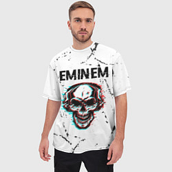 Футболка оверсайз мужская Eminem ЧЕРЕП Потертости, цвет: 3D-принт — фото 2