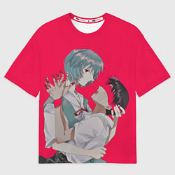 Футболка оверсайз мужская Рей и Синдзи, цвет: 3D-принт