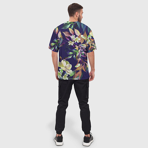 Мужская футболка оверсайз Цветы Красочный Букет / 3D-принт – фото 4