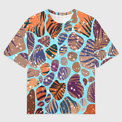 Футболка оверсайз мужская Разноцветные камушки, цветной песок, пальмовые лис, цвет: 3D-принт