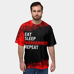 Футболка оверсайз мужская Eat Sleep Warhammer Repeat - Спрей, цвет: 3D-принт — фото 2