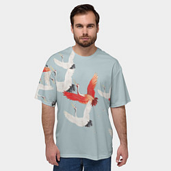 Футболка оверсайз мужская Стая журавлей, цвет: 3D-принт — фото 2
