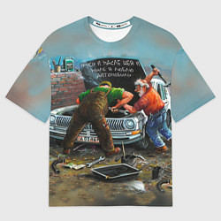 Футболка оверсайз мужская Руки в масле, шея в мыле, цвет: 3D-принт