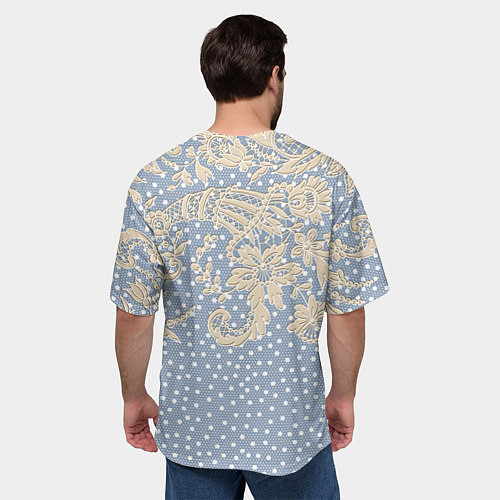 Мужская футболка оверсайз Кружево и горошек / 3D-принт – фото 4