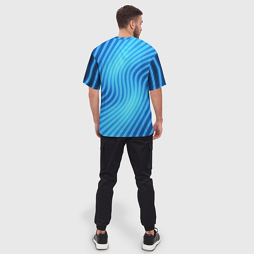 Мужская футболка оверсайз Abstraction neon lines / 3D-принт – фото 4
