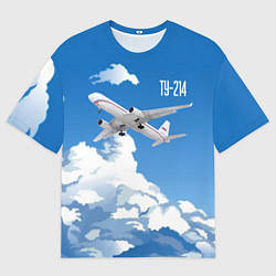 Футболка оверсайз мужская Самолет Ту-214, цвет: 3D-принт