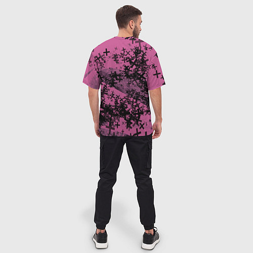 Мужская футболка оверсайз Кресты и хаос На розовом Коллекция Get inspired! F / 3D-принт – фото 4