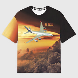 Футболка оверсайз мужская Гражданский самолет Ил 96-300, цвет: 3D-принт