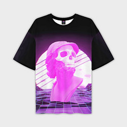 Футболка оверсайз мужская Vaporwave Skull Психоделика, цвет: 3D-принт