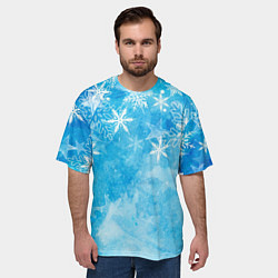 Футболка оверсайз мужская Новогодние снежинки, цвет: 3D-принт — фото 2