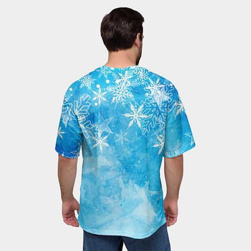 Мужская футболка оверсайз Новогодние снежинки / 3D-принт – фото 4