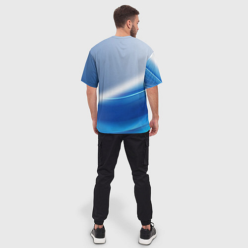 Мужская футболка оверсайз Цифровая волна / 3D-принт – фото 4