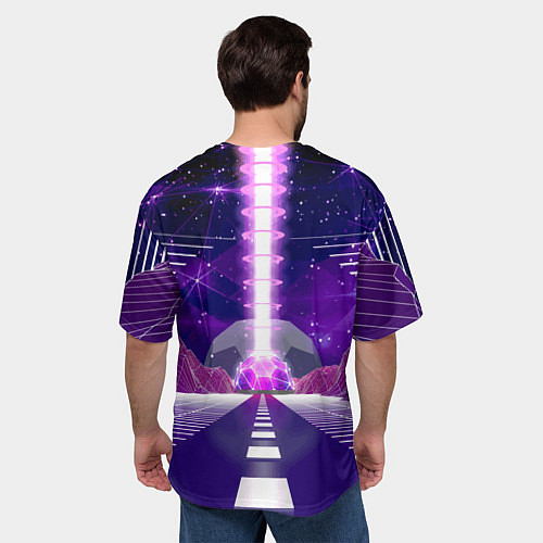 Мужская футболка оверсайз Vaporwave Neon Space / 3D-принт – фото 4