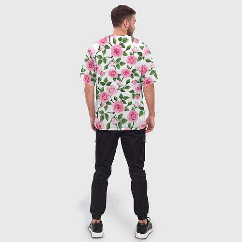 Мужская футболка оверсайз Распустившиеся розы / 3D-принт – фото 4