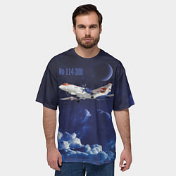 Футболка оверсайз мужская Пассажирский самолет Ил-114-300, цвет: 3D-принт — фото 2