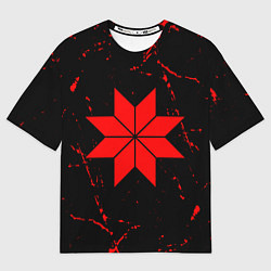 Футболка оверсайз мужская СИМВОЛЫ РУСИ - АЛАТЫРЬ - Гранж, цвет: 3D-принт