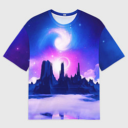 Футболка оверсайз мужская Фантастический пейзаж Неон Космос, цвет: 3D-принт