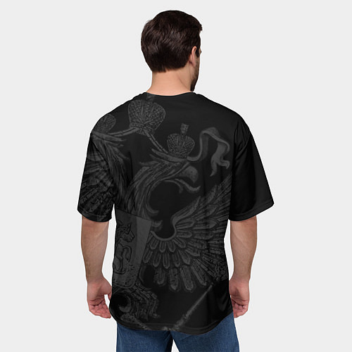 Мужская футболка оверсайз RUSSIA - BLACK EDITION / 3D-принт – фото 4