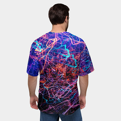 Мужская футболка оверсайз Красочный неоновый паттерн Импрессионизм / 3D-принт – фото 4
