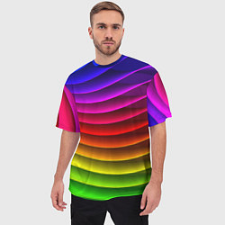 Футболка оверсайз мужская Color line neon pattern Abstraction Summer 2023, цвет: 3D-принт — фото 2