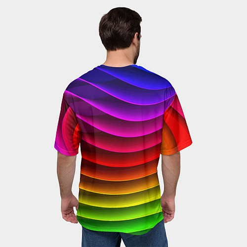 Мужская футболка оверсайз Color line neon pattern Abstraction Summer 2023 / 3D-принт – фото 4